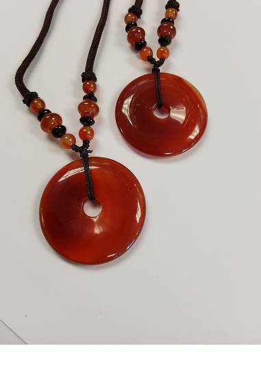 Carnelian Crystal Donut Baided Necklace image 0